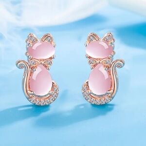 CAT Gem Earrings Cat Lover
